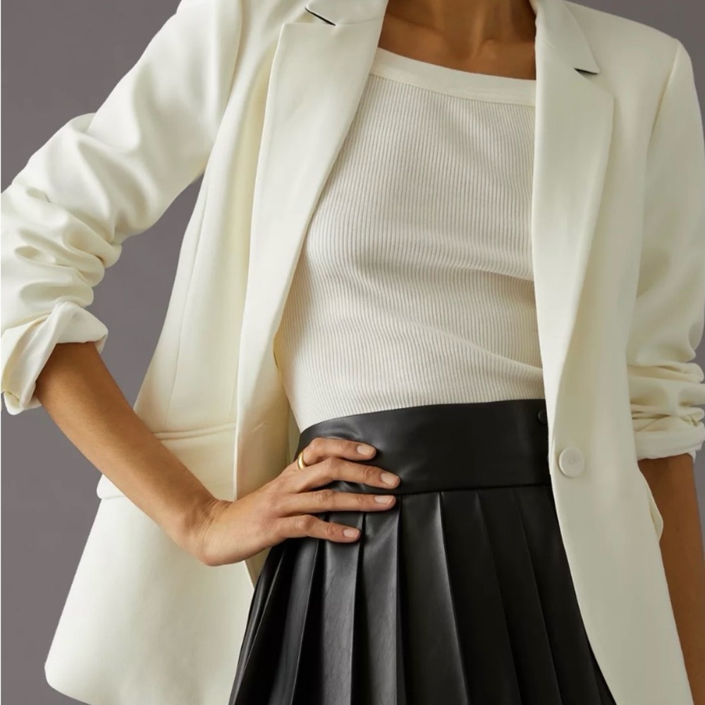 Maeve Black Faux Leather Mini Skirt